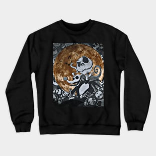 Halloween aesthetics moon Jack Skellington black orange Crewneck Sweatshirt